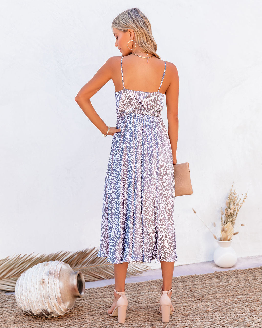Printed Buzzworthy Satin Cutout Midi Dress