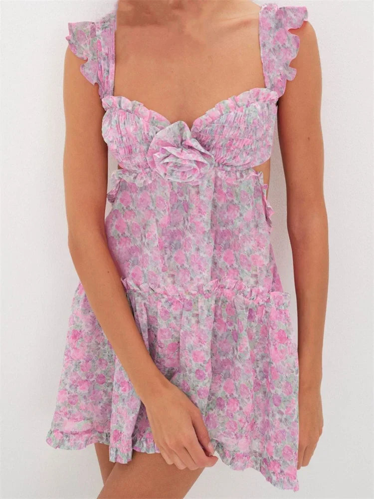 3D Exquisite Flowers Patchwork Mini Dresses