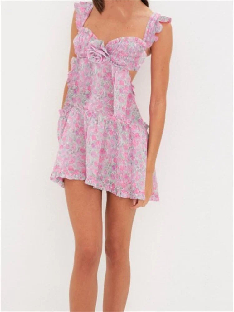 3D Exquisite Flowers Patchwork Mini Dresses