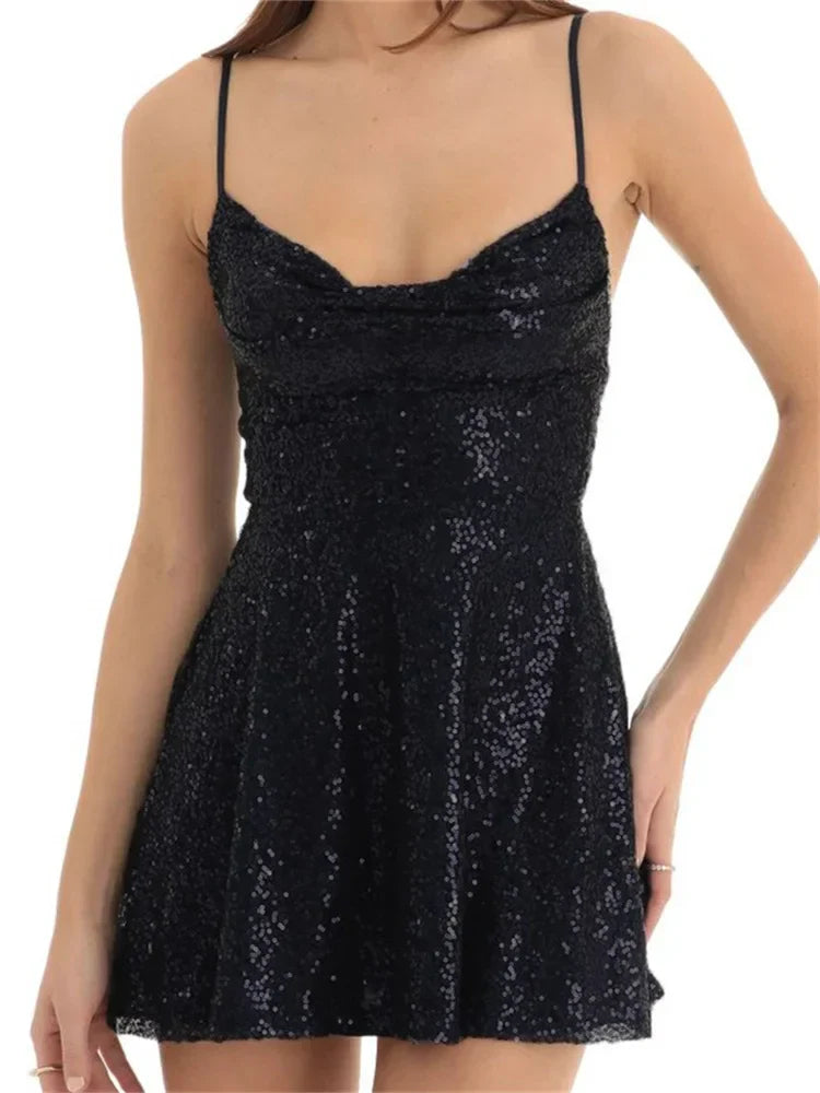 Sleeveless Sequined ALine Mini Dresses
