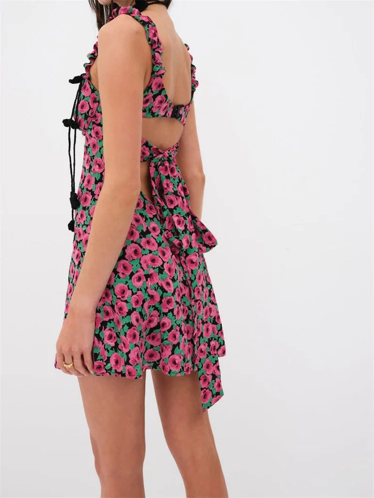 Out Hollow High Waist Mini Dresses