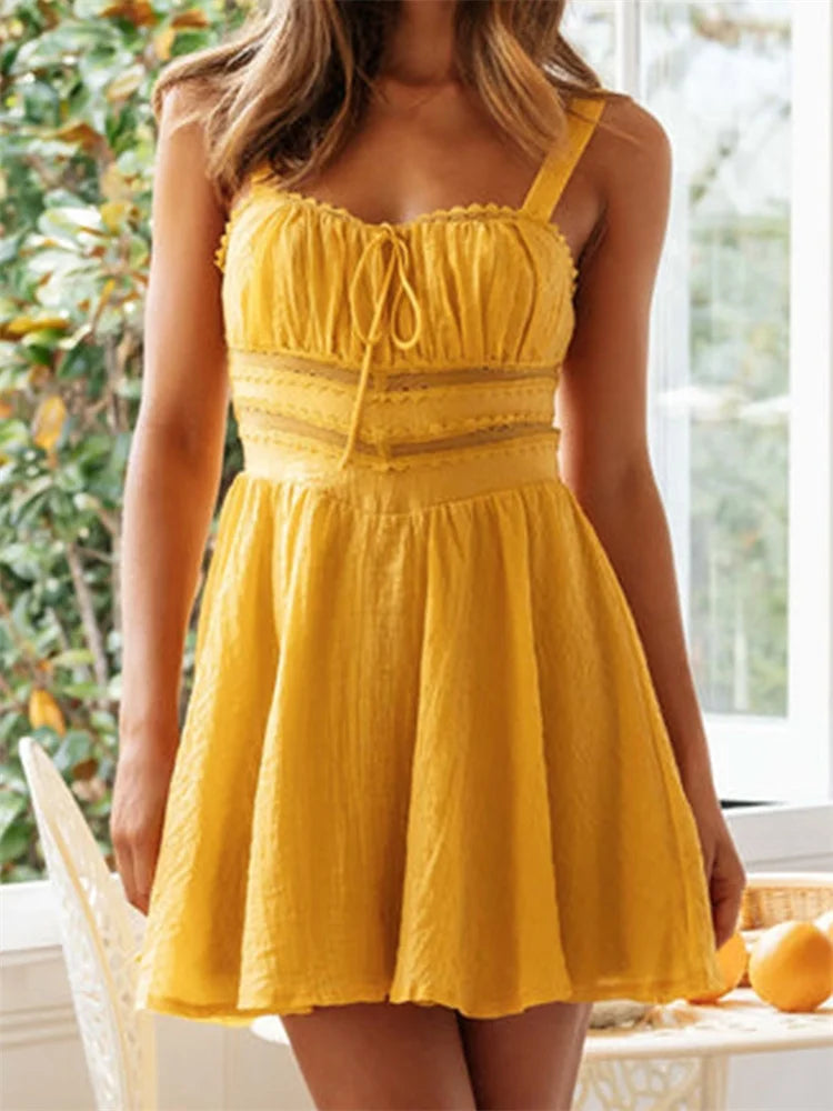 ALine Summer Sleeveless Strap Mini Dresses