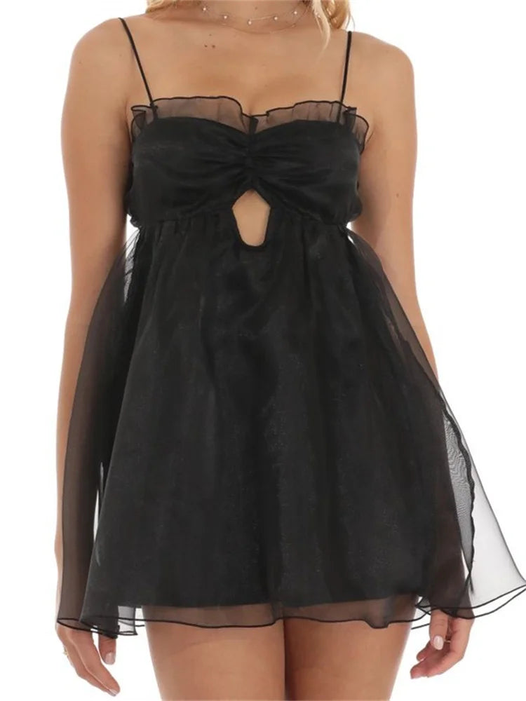 Summer Relaxed Mesh Sleeveless Mini Dresses