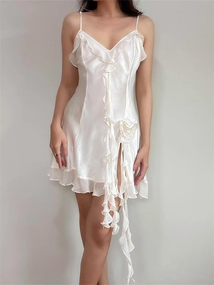 3D Summer Flower Tassels Sleeveless Mini Dresses