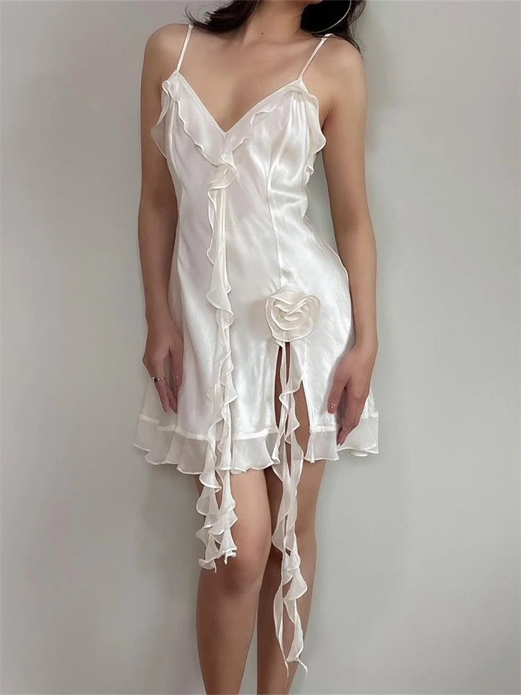 3D Summer Flower Tassels Sleeveless Mini Dresses
