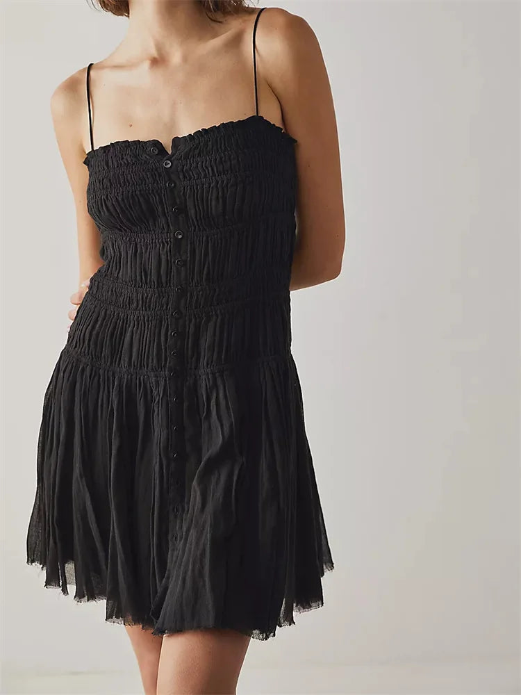 Ruched Fairy Spaghetti Strap Bodycon Mini Dresses