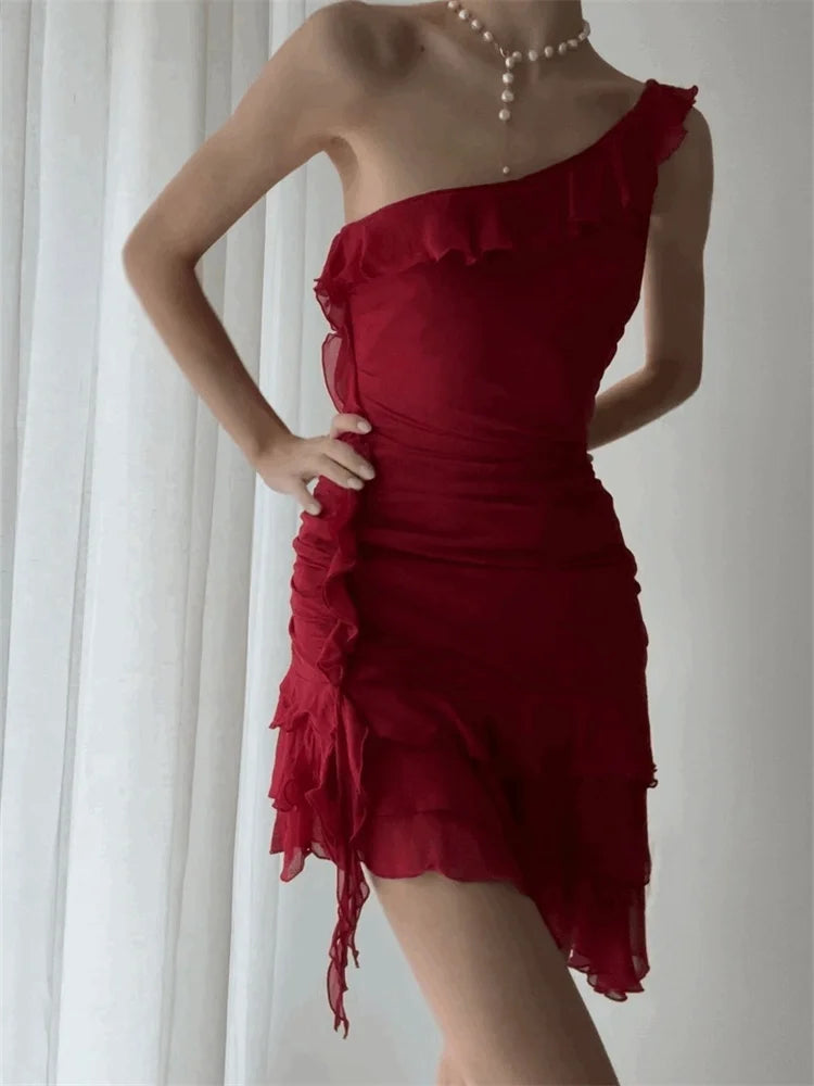 Irregular Sleeveless Hem Party Mini Dresses