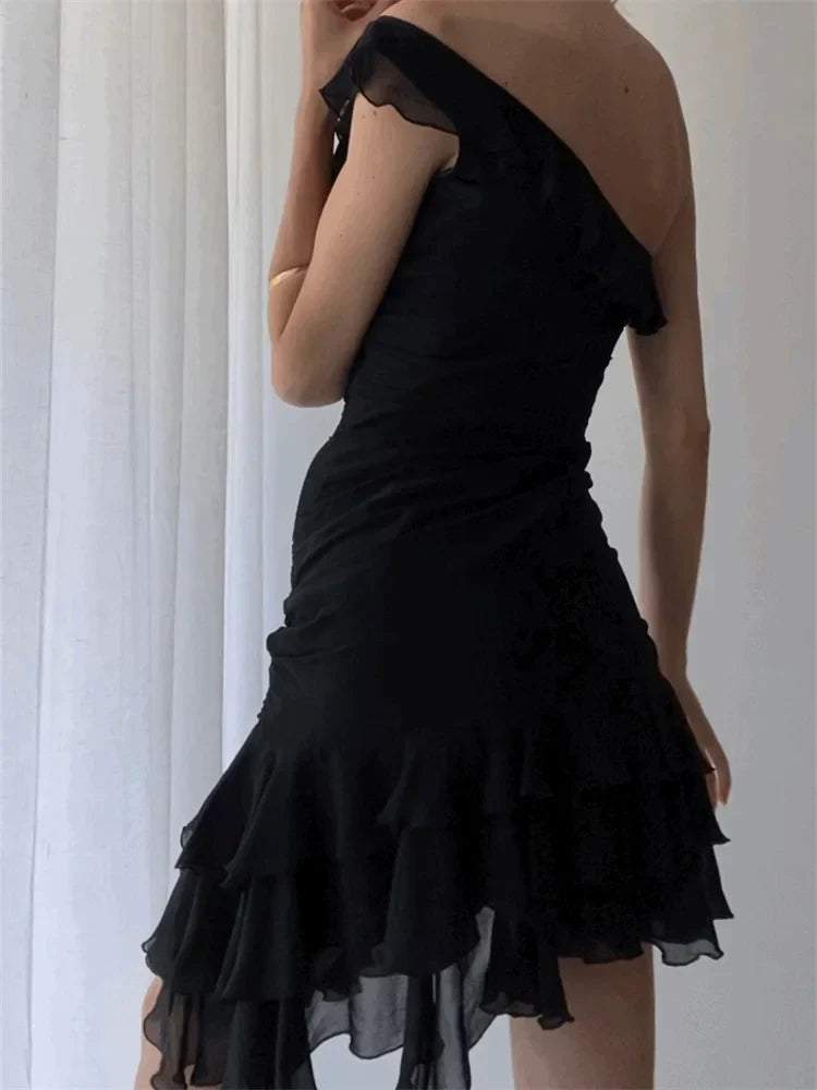 Irregular Sleeveless Hem Party Mini Dresses