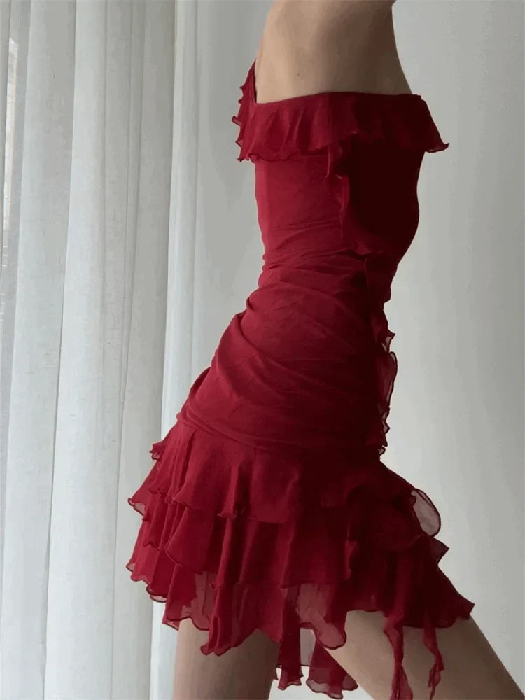 Irregular Sleeveless Hem Party Mini Dresses
