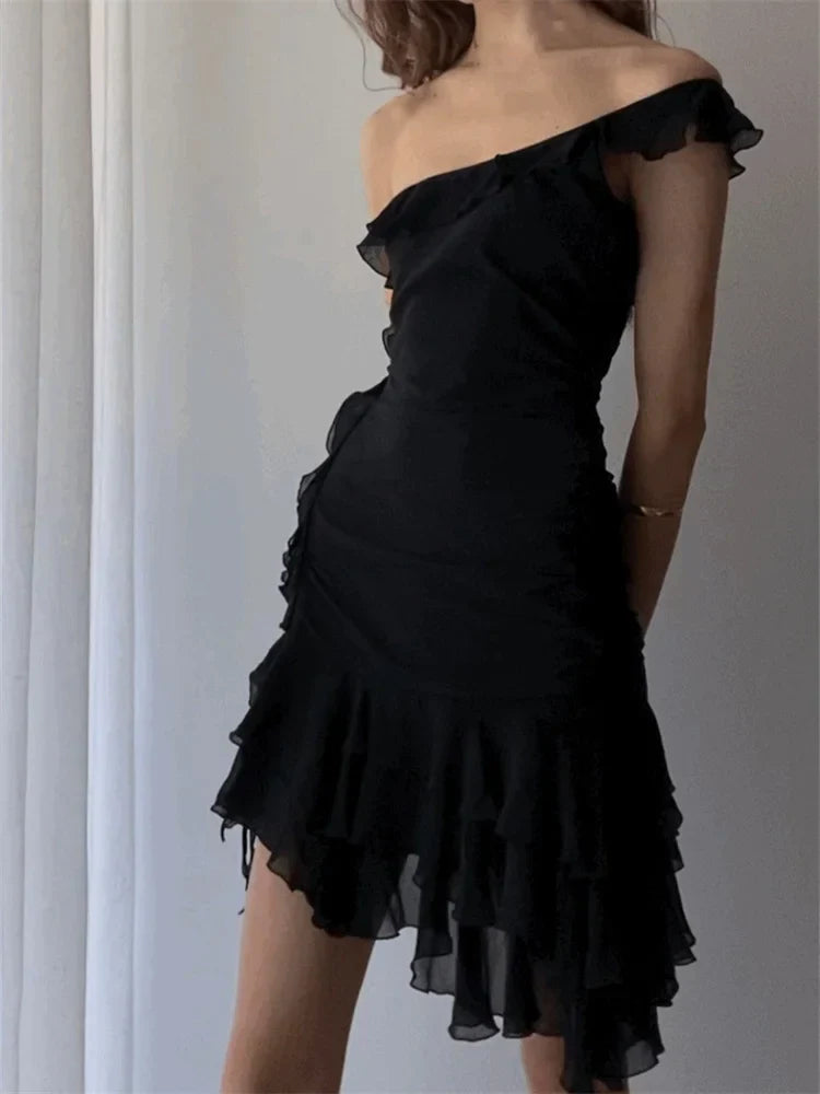 Irregular Sleeveless Hem Party Mini Dresses