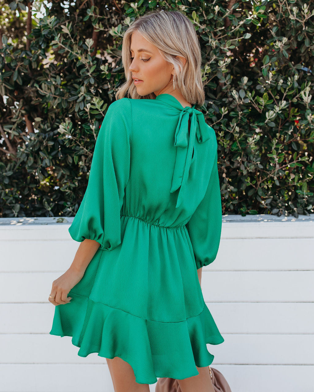 Me Call Angel Textured Satin Dress Green