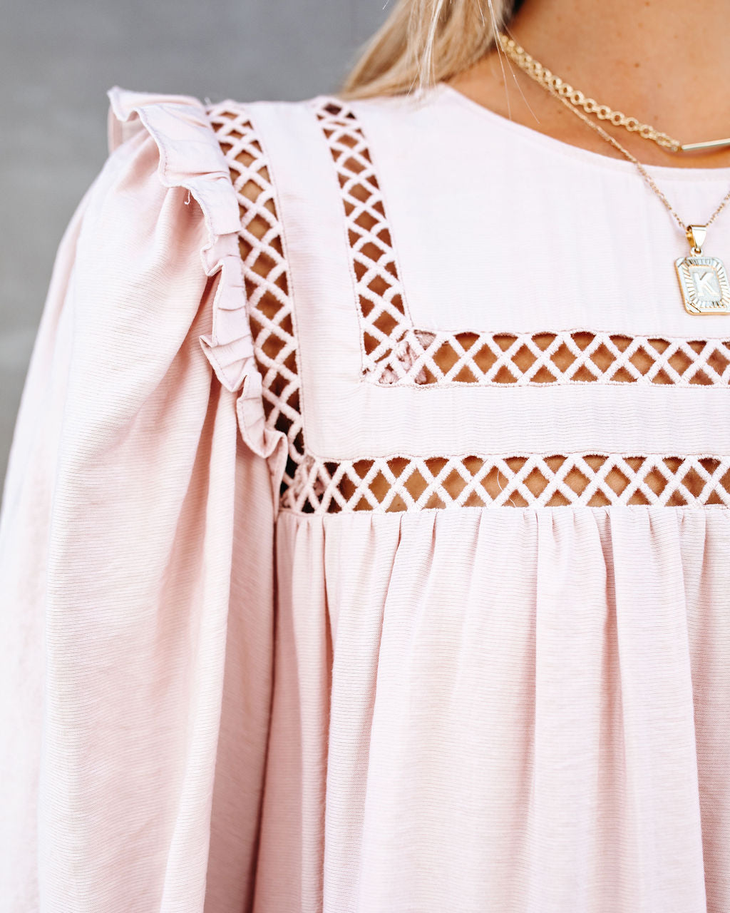 Pocketed Canyon Tiered Babydoll Dress Blush