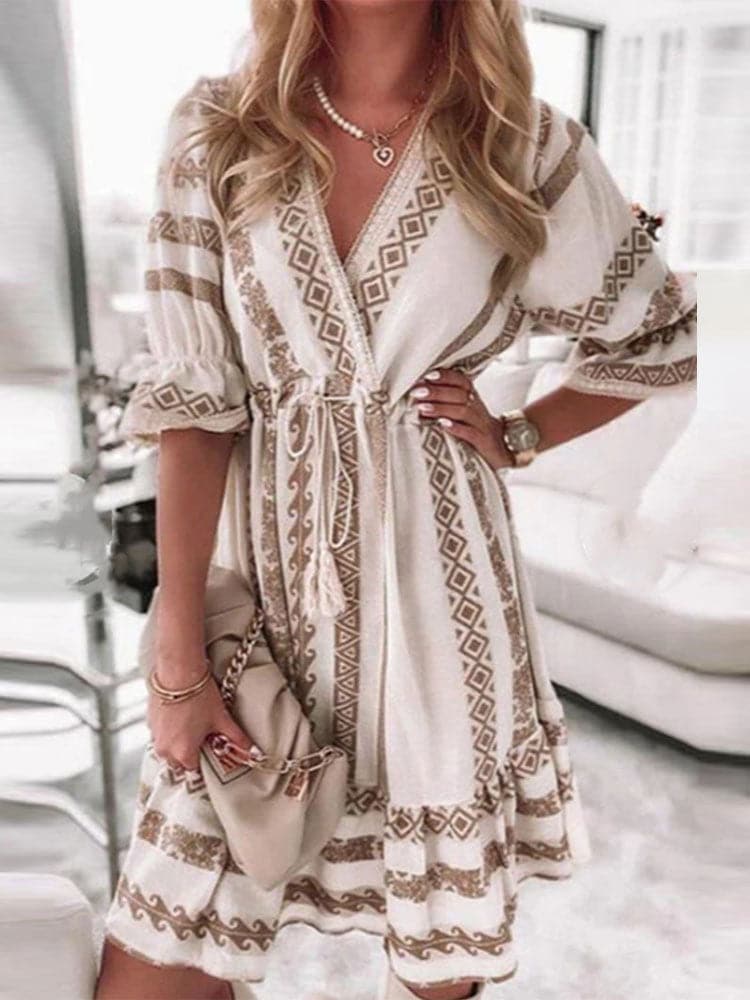 Laidback Rhombus Print Mini Dress