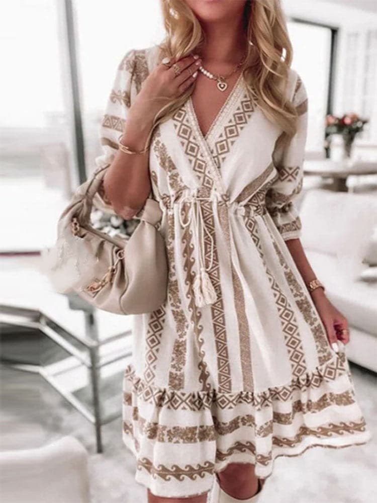 Laidback Rhombus Print Mini Dress