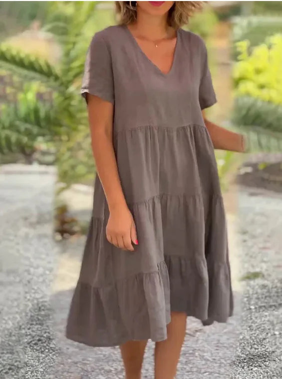 Comfortable Laidback Fresh Sweet Solid Large Swing Midi Dresses