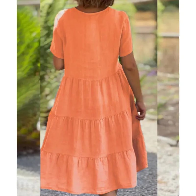 Comfortable Laidback Fresh Sweet Solid Large Swing Midi Dresses