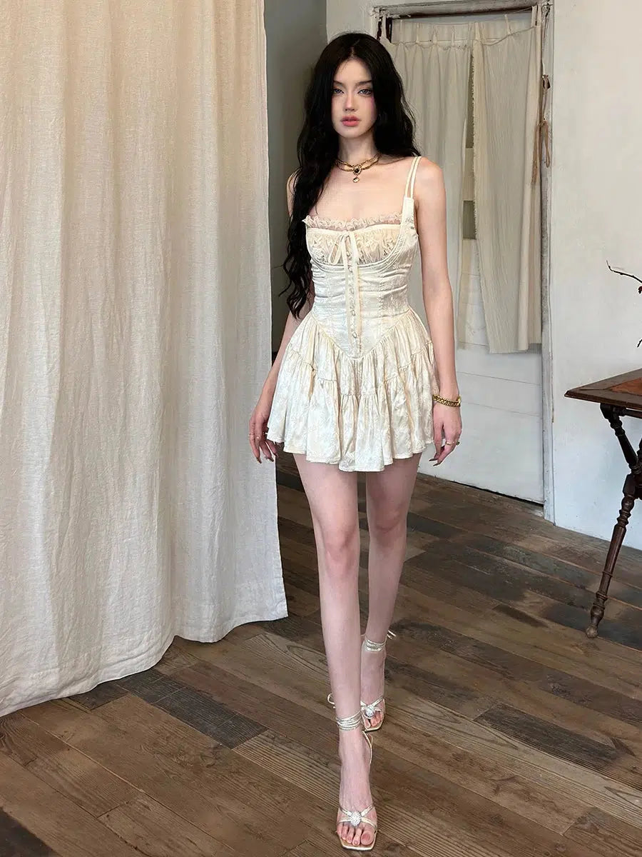 Coquette Bloom Satin Mini Dress