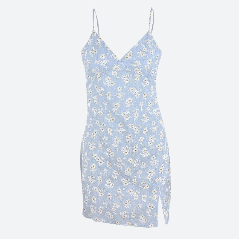 Daisy Cottagecore Slit Mini Dress