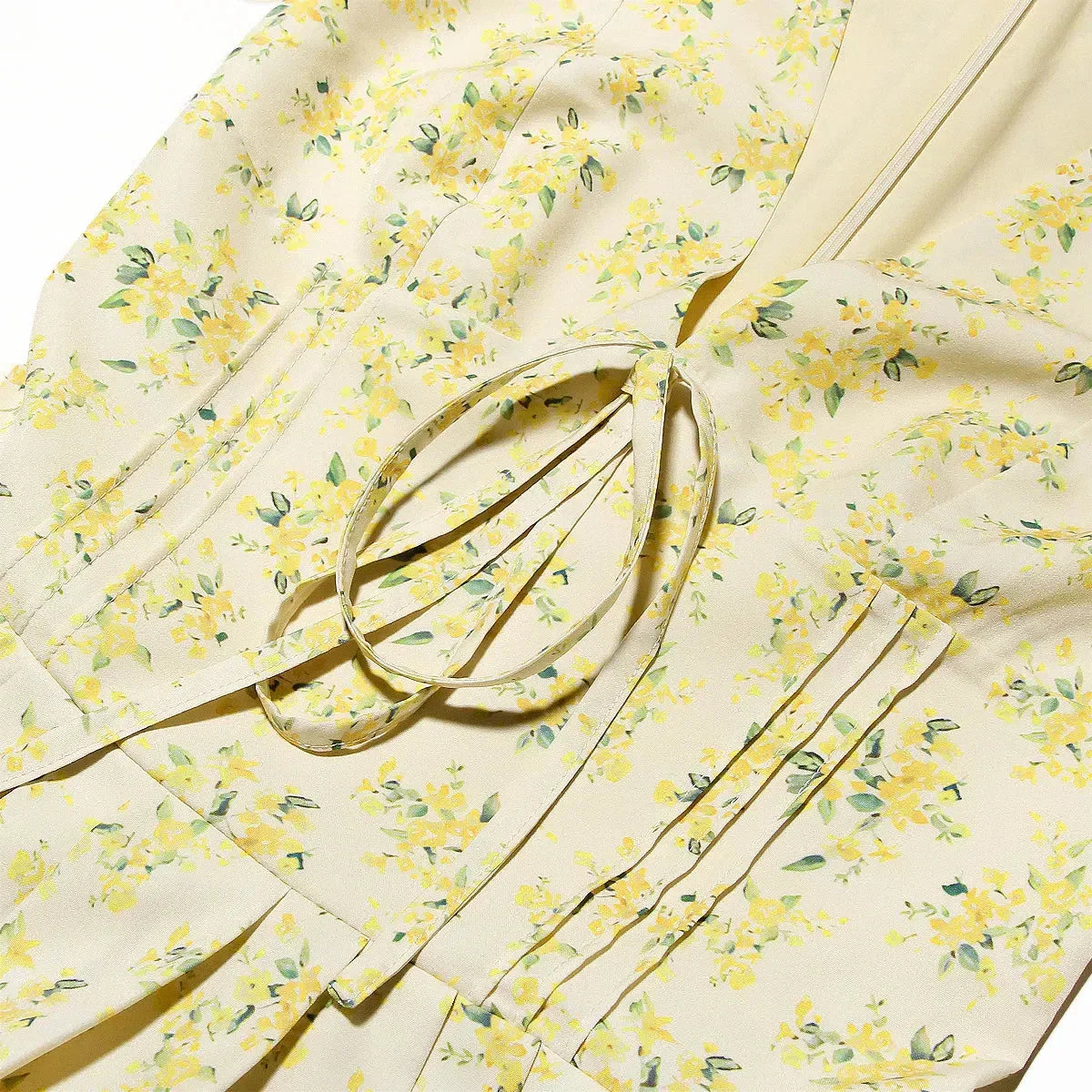 Cottagecore Botanical Plunge Neck Mini Dress