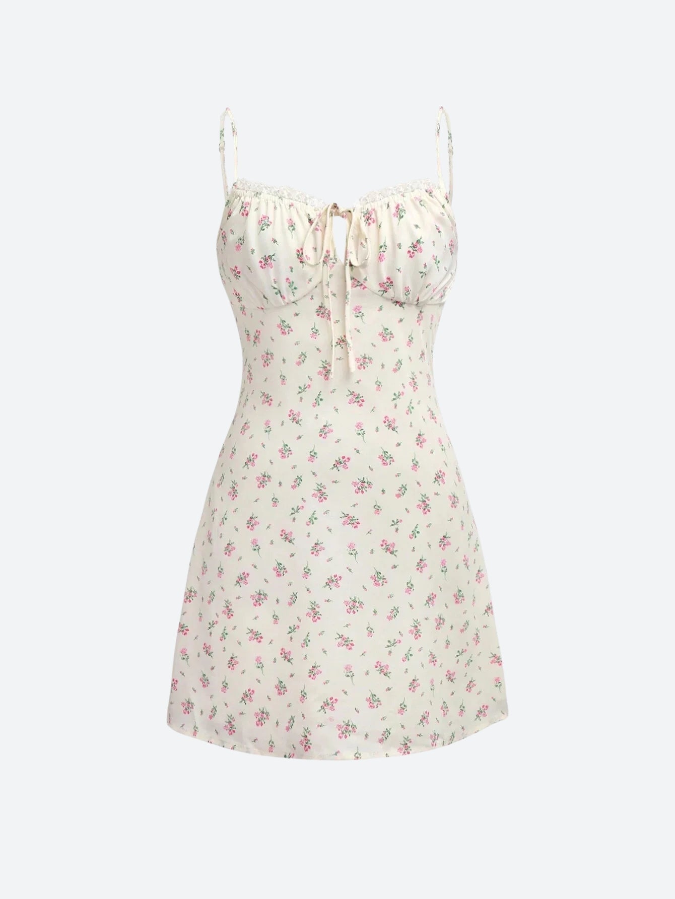 Cottagecore Botanical Ruched Mini Dress