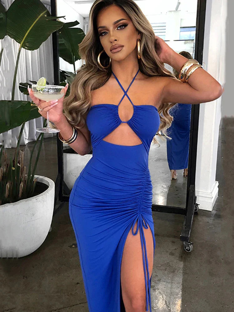 Summer Hot Sleeveless Cut Out Club Party Vestido Midi Dress
