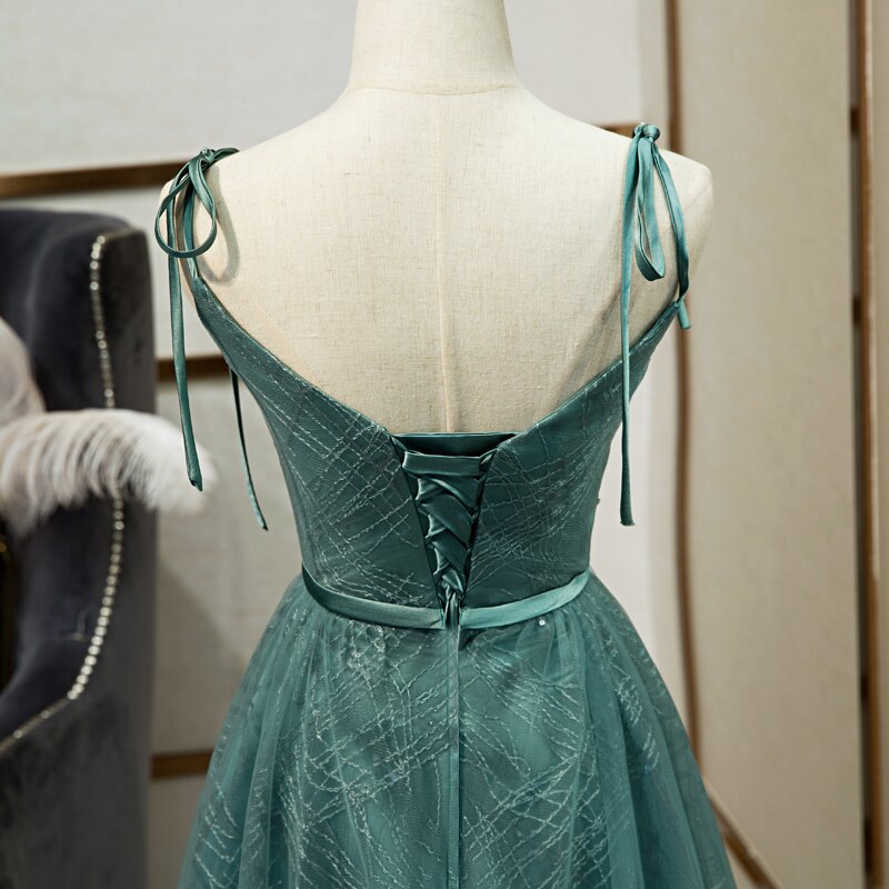 Kissnovaa - Long Straps Spaghetti Tulle Evening Gown Prom Dresses