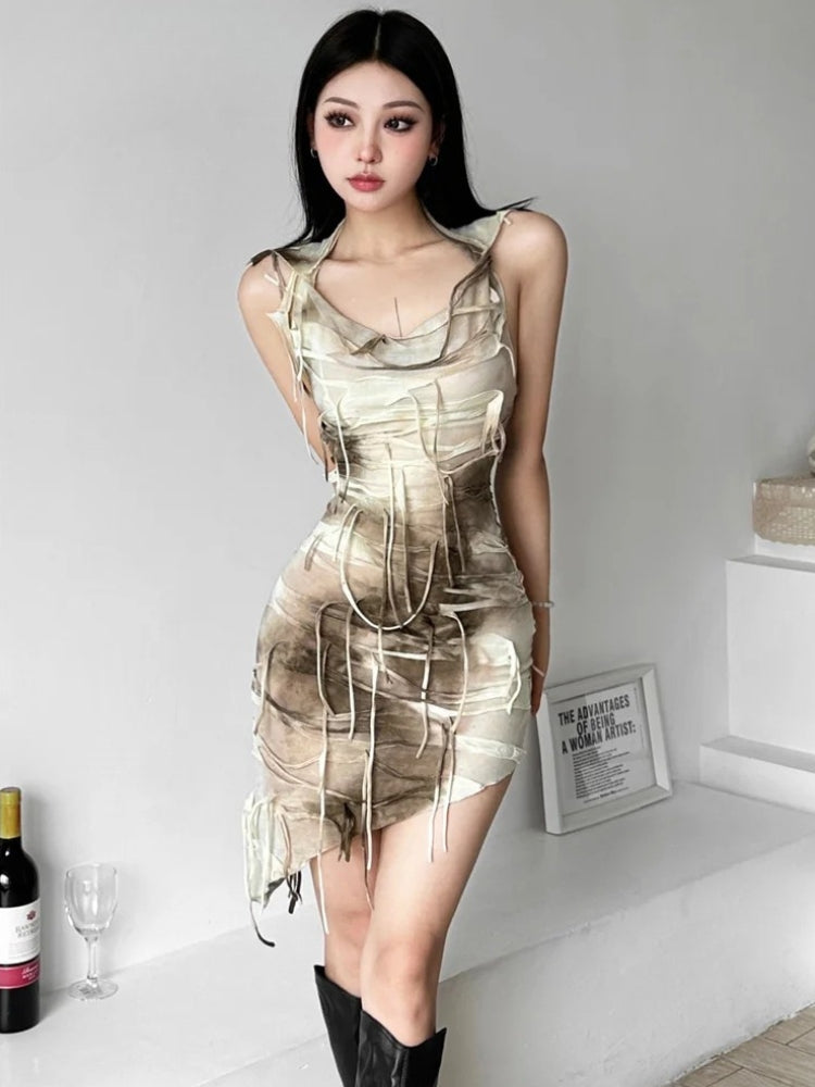Hooded Cyberpunk Mini Dress
