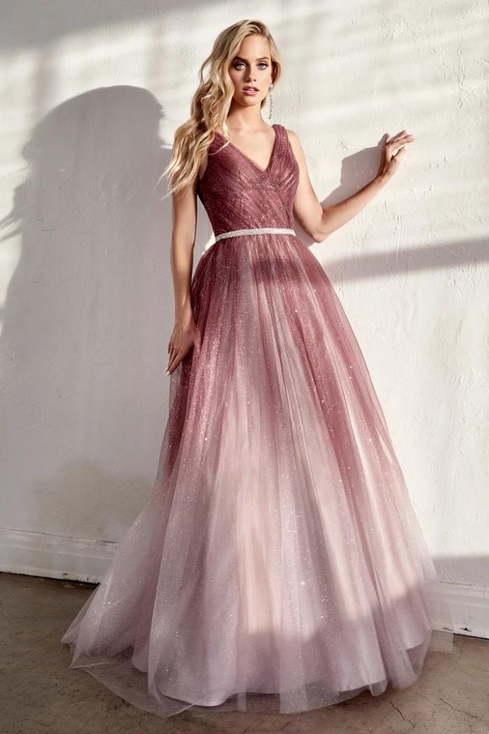 Kissnovaa - Deep V-neck Shiny Tulle Cocktail Dresses