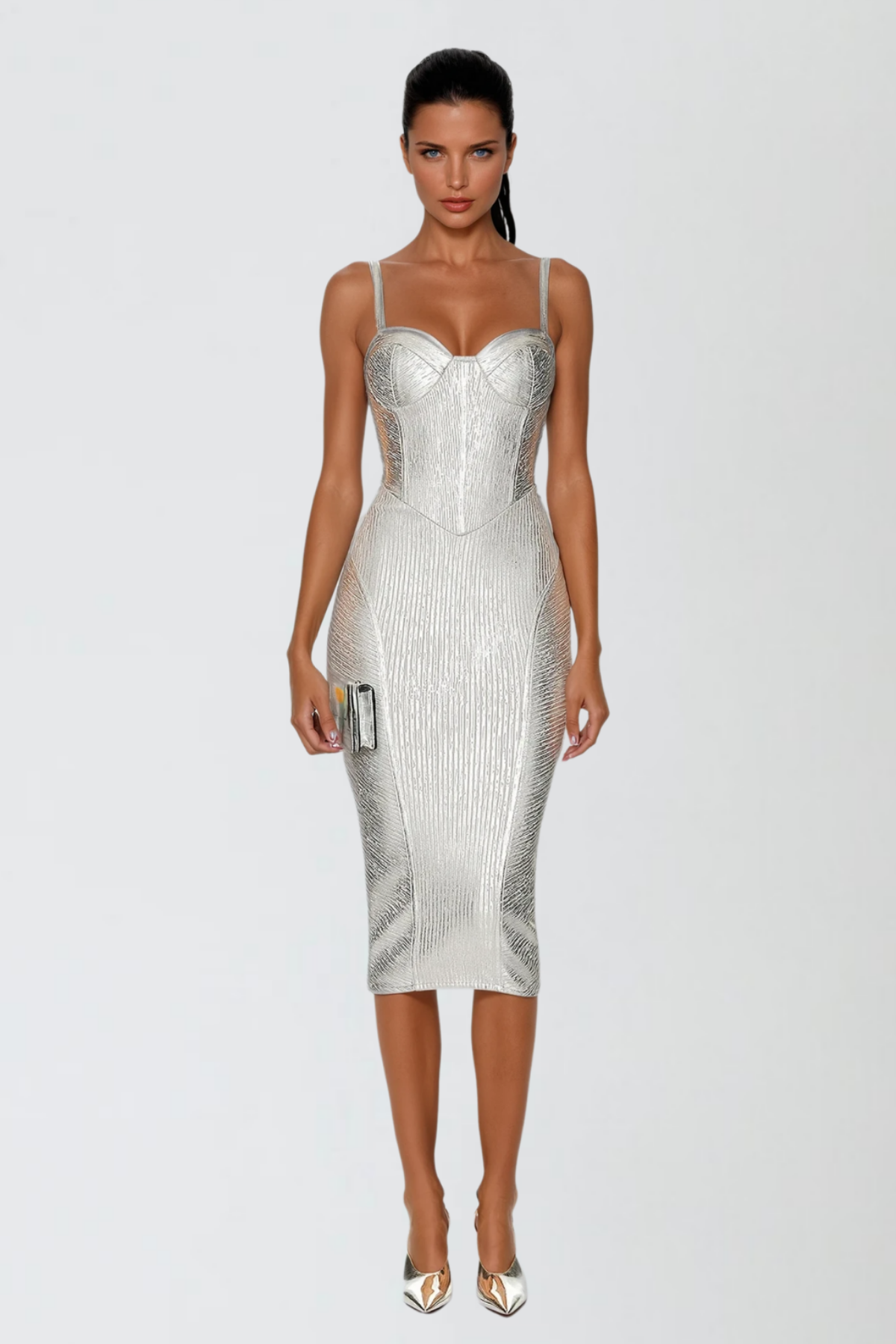 Metallic Doruk Bandage Midi Dress