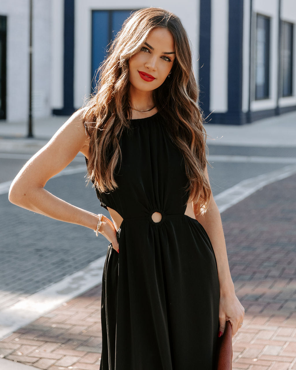 Breeze Bay Cutout Midi Dress Black