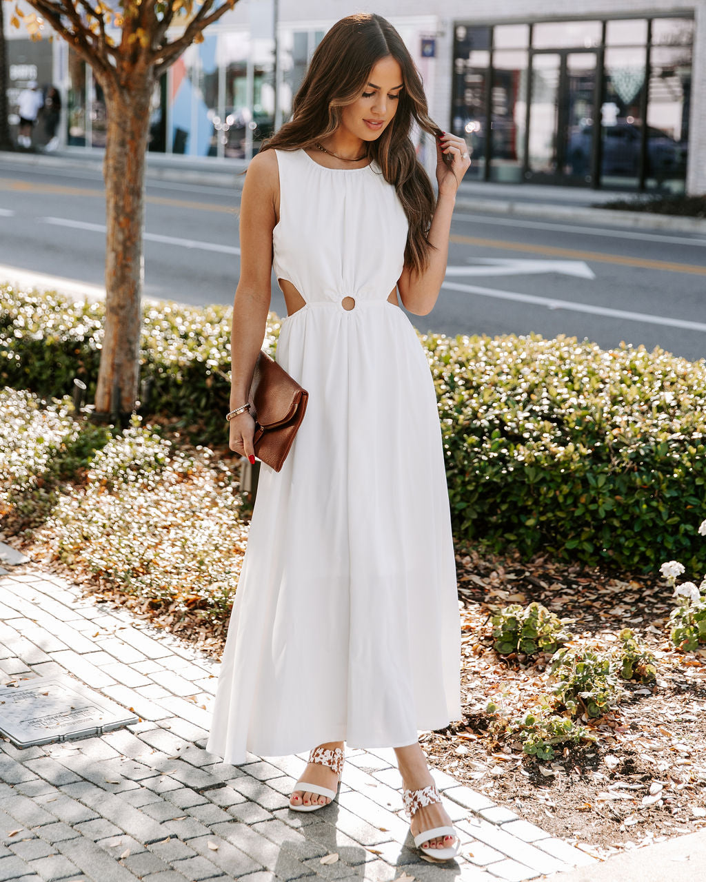 Breeze Bay Cutout Midi Dress Off White