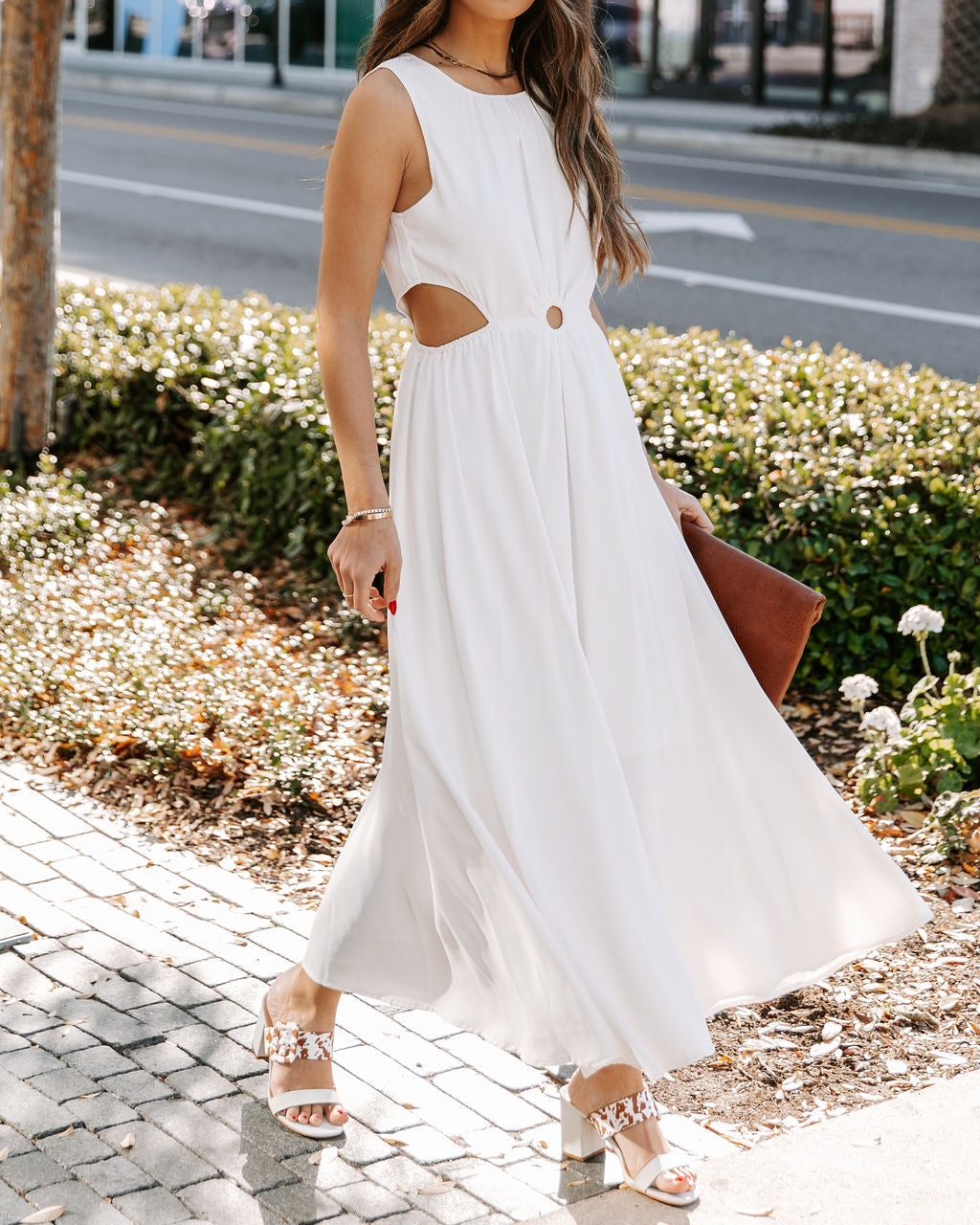 Breeze Bay Cutout Midi Dress Off White