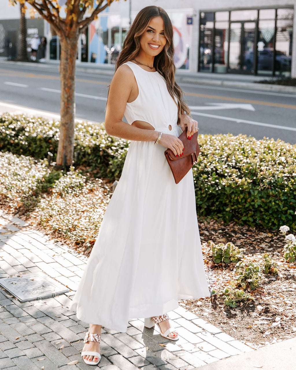 Breeze Bay Cutout Midi Dress Off White