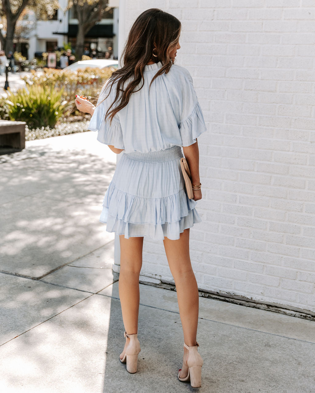 It Slow Down Smocked Tassel Dress Baby Blue