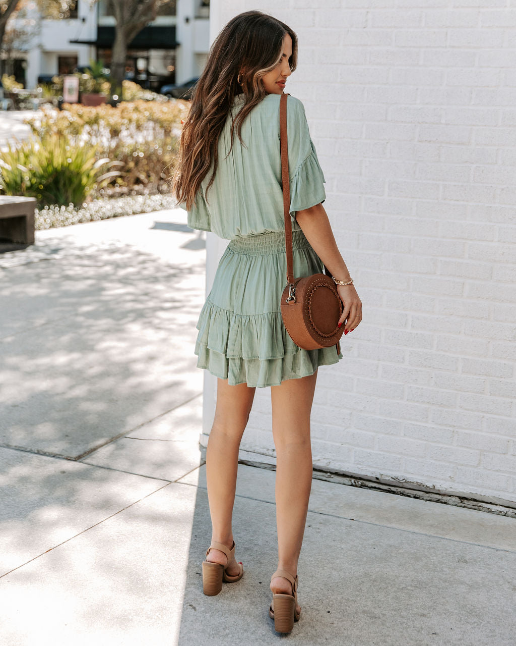 It Slow Down Smocked Tassel Dress Sage