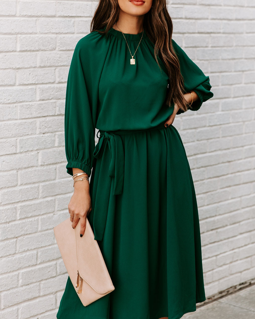 Tie Woodhaven Midi Dress Hunter Green