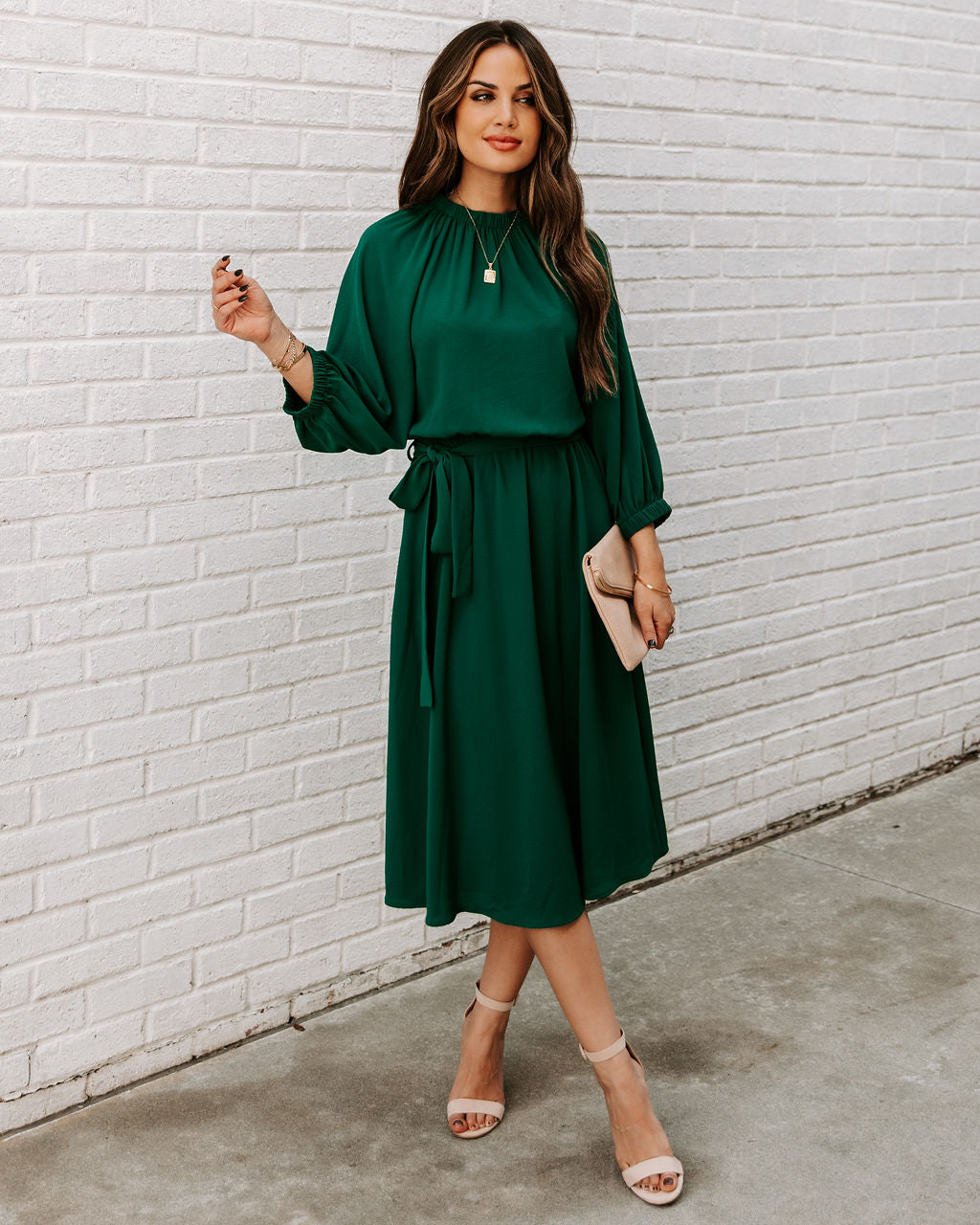 Tie Woodhaven Midi Dress Hunter Green