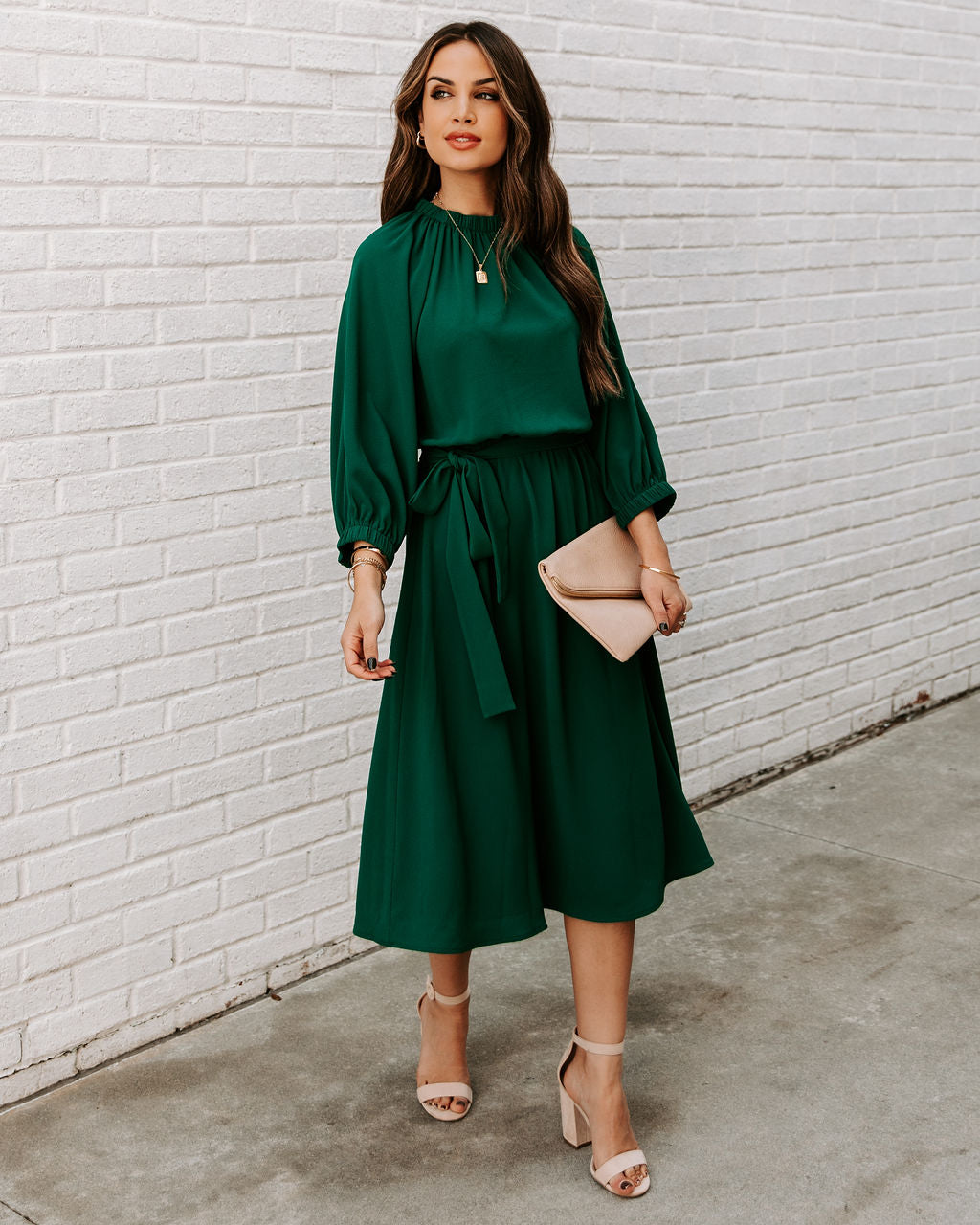 Tie Woodhaven Midi Dress Hunter Green