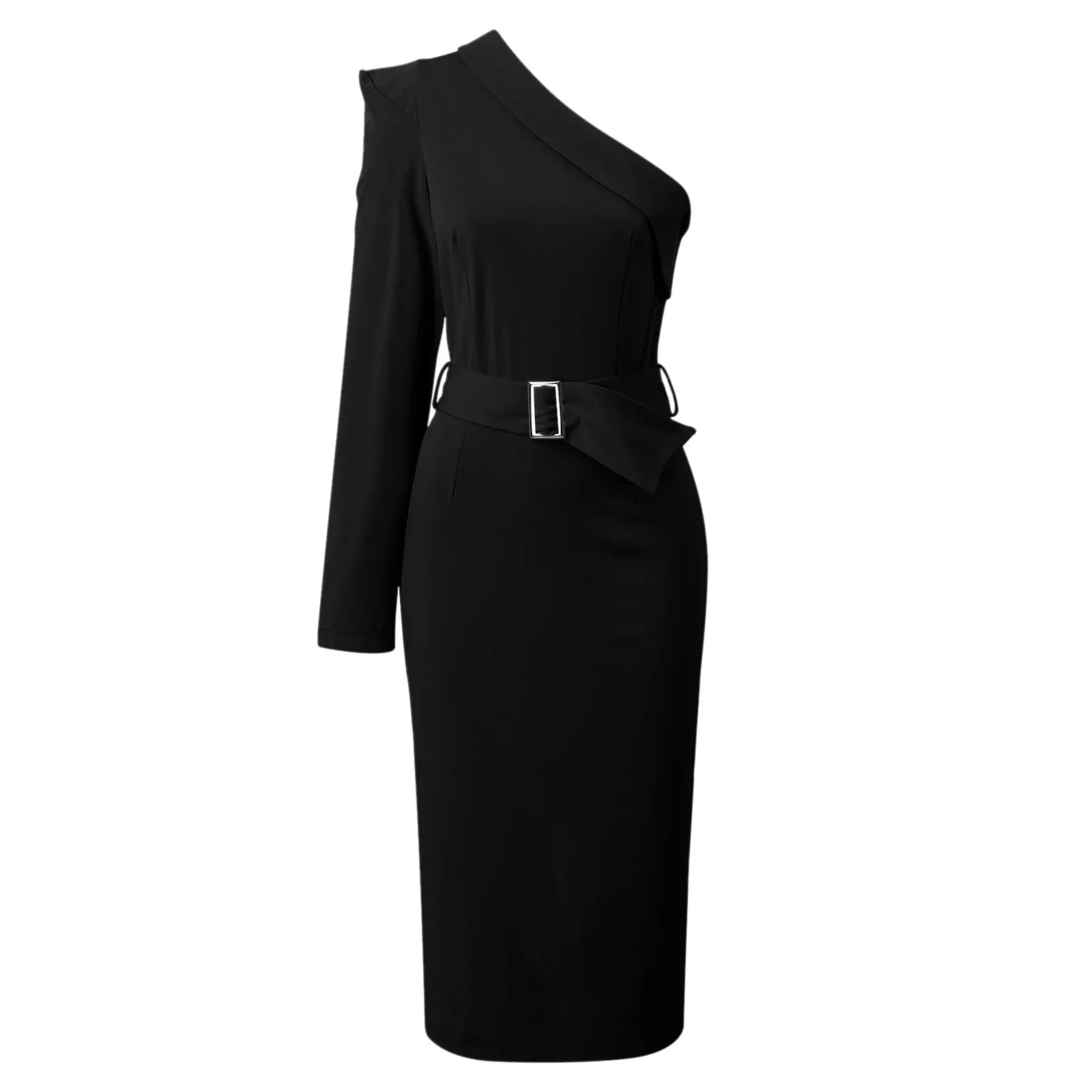 Autumn Square Neck Long Sleeve Flounced Edge Easygoing Midi Dress