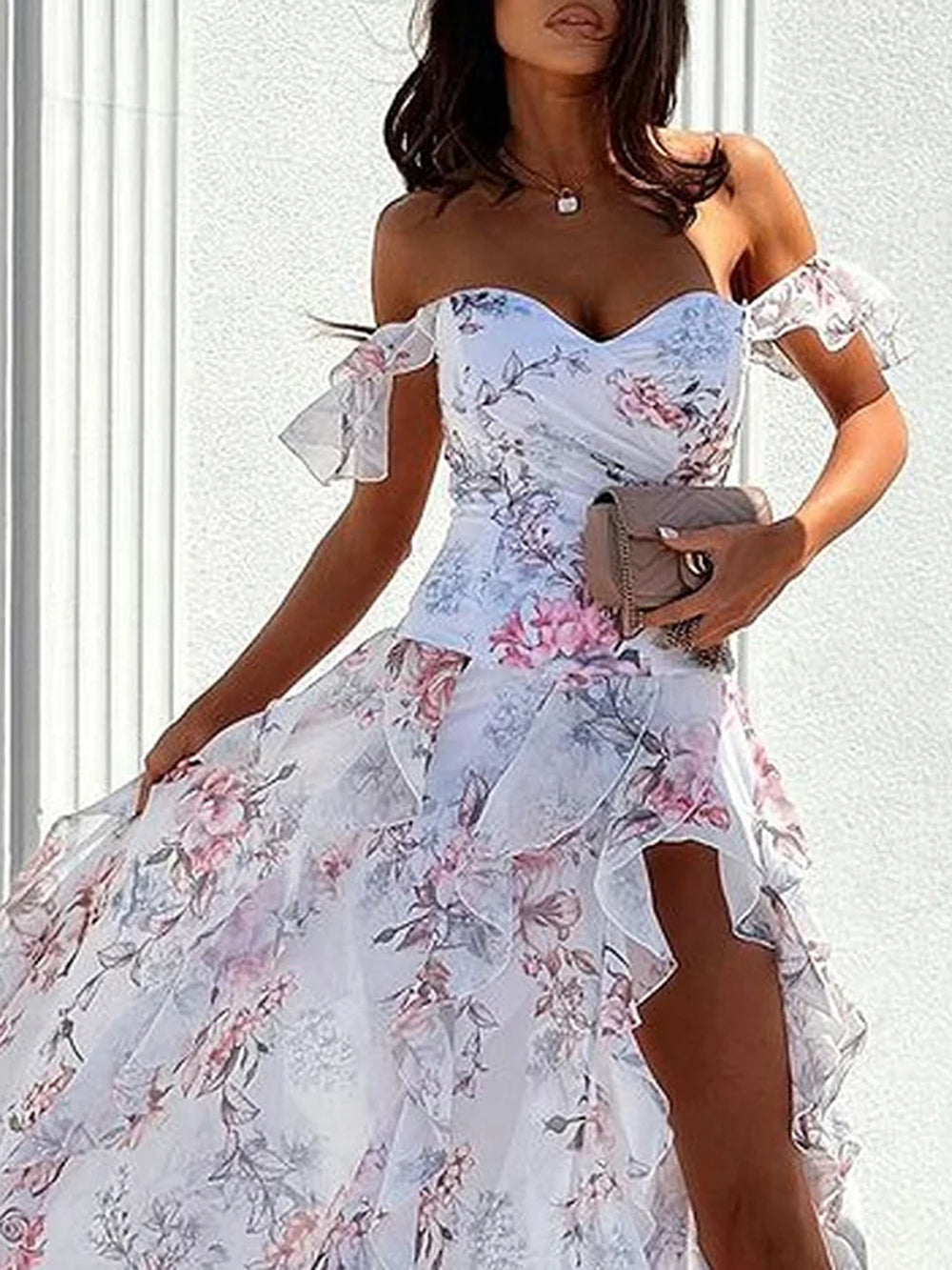 Chic One Shoulder Print Dress