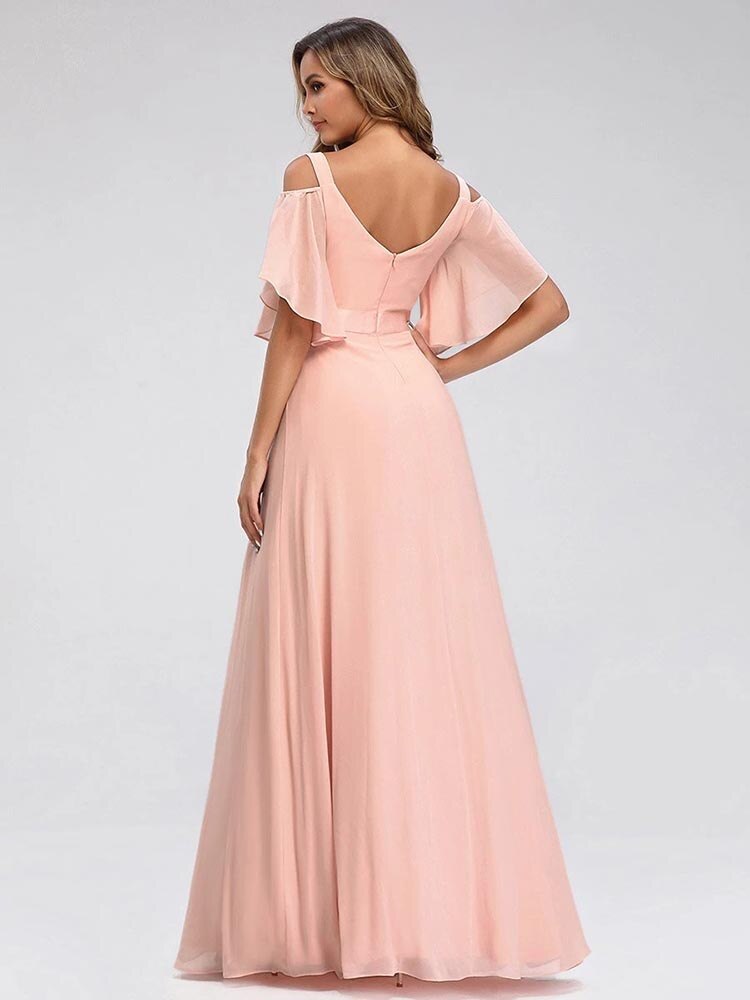 Kissnovaa - Ever Pretty LongCold Shoulder Chiffon Prom Dresses