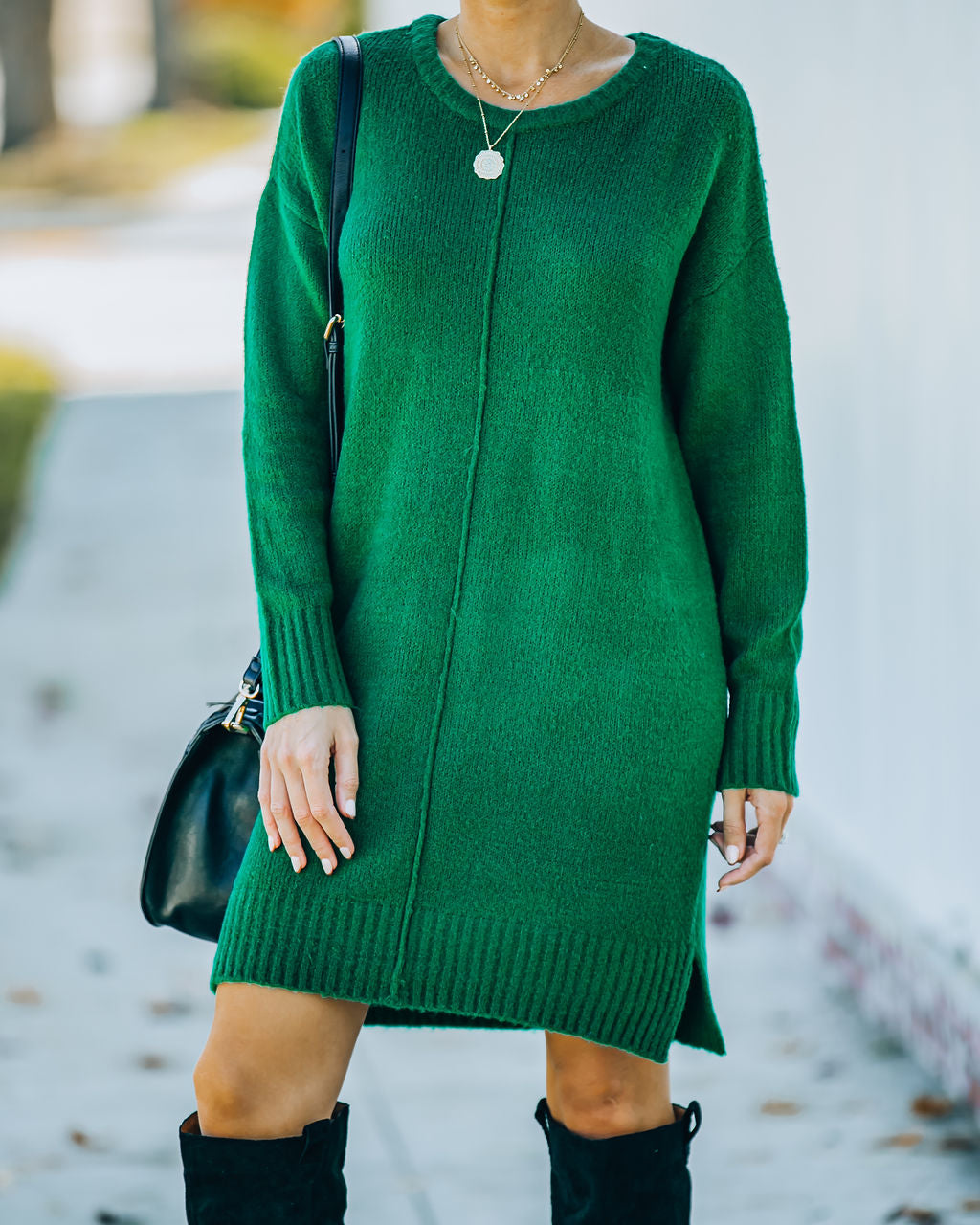 Mountain Smoky Sweater Dress Green