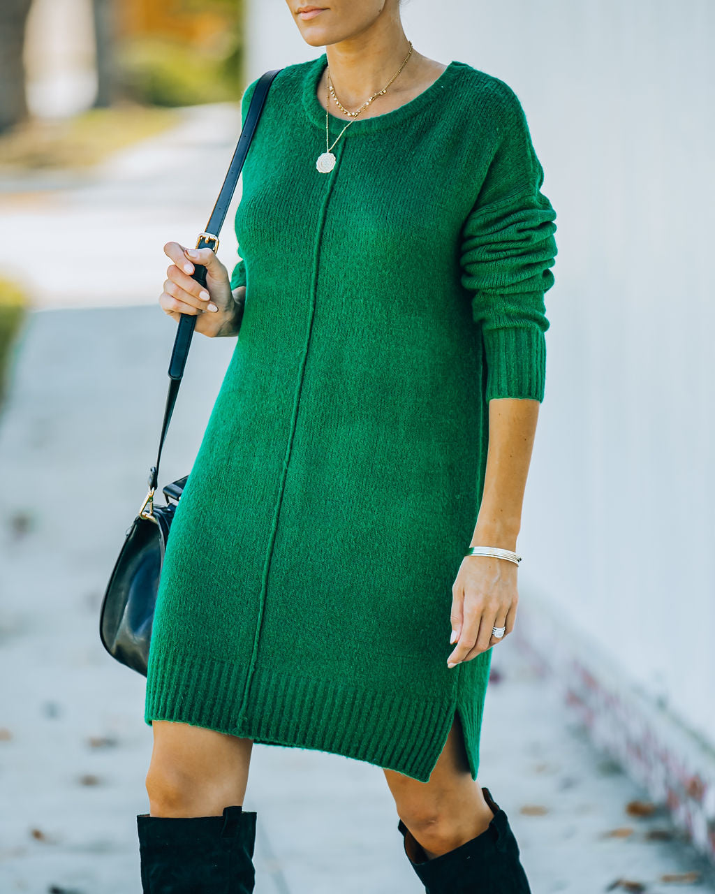 Mountain Smoky Sweater Dress Green