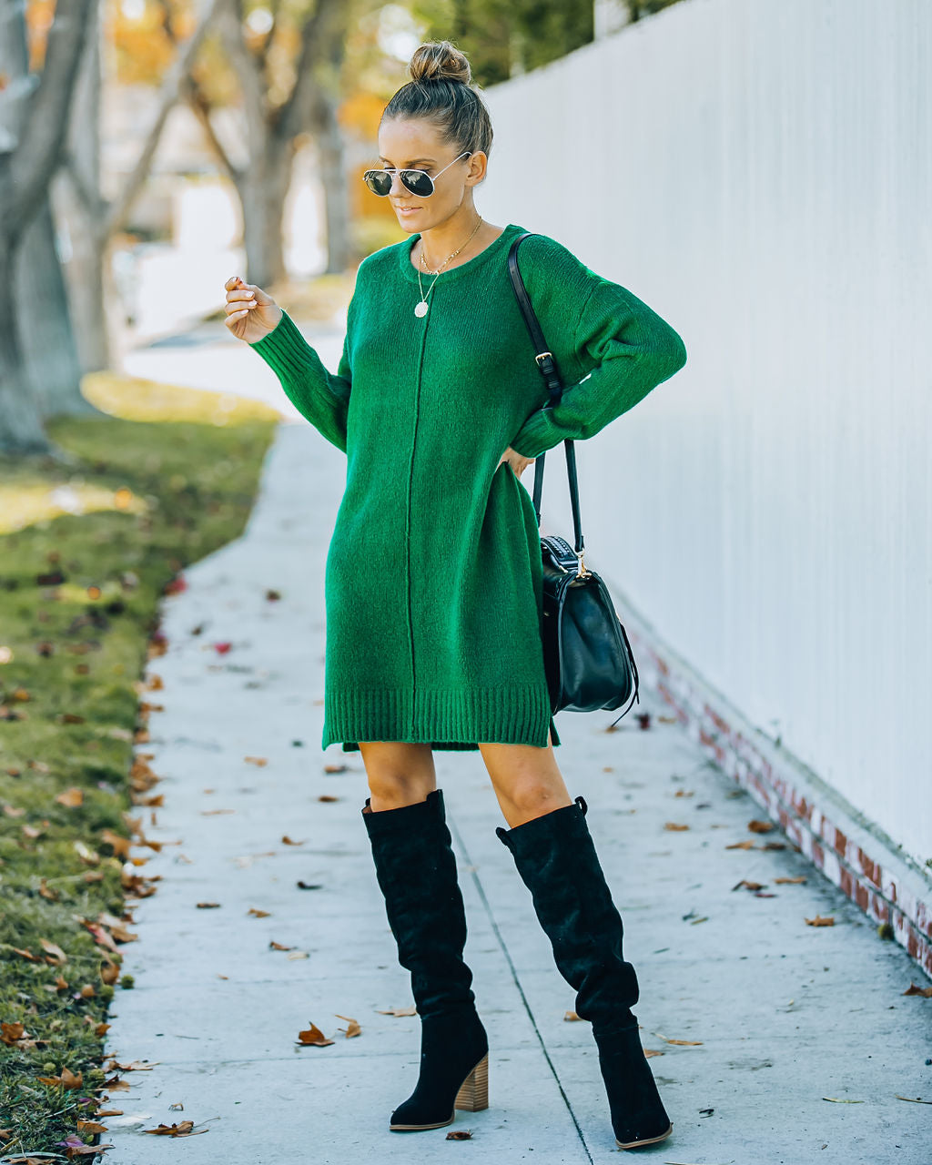 Mountain Smoky Sweater Dress Green