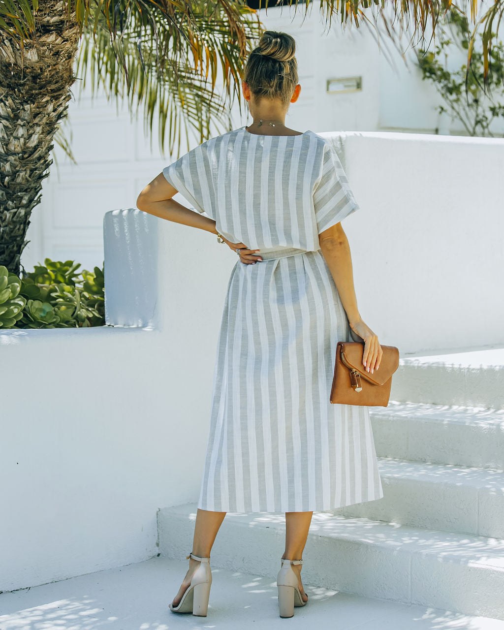 Cotton Francey Linen Blend Pocketed Midi Dress