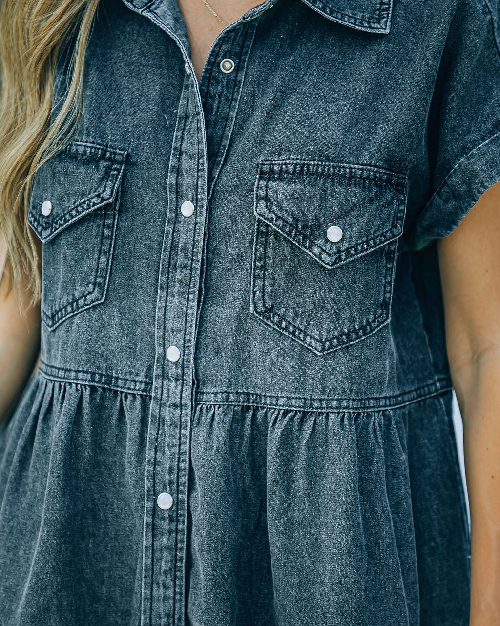 Button Madden Down Denim Shirt Dress