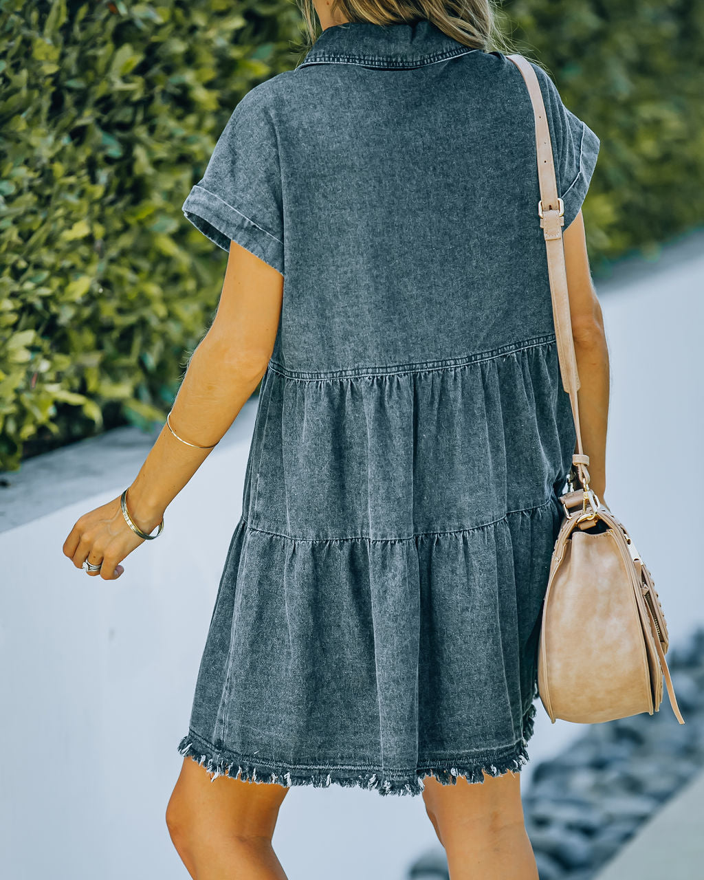 Button Madden Down Denim Shirt Dress