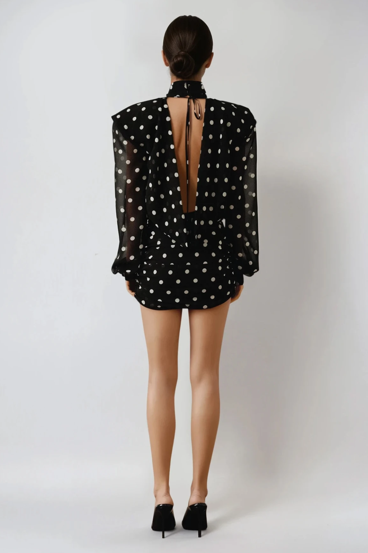 Long Faiz Sleeve Dot Mini Dress