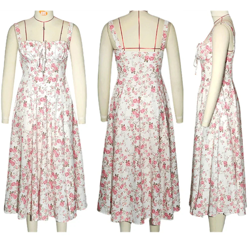 2024 Boutique Temperament Sleeveless Maxi Casual Summer Floral Dress