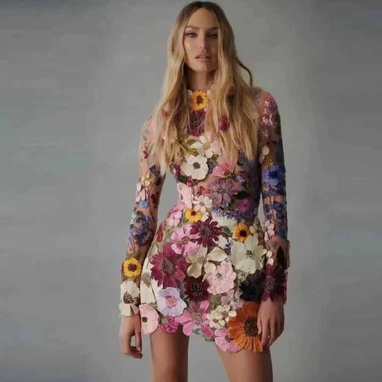 Nancy Flower Embroidered Dress for Women Wedding Guest Look